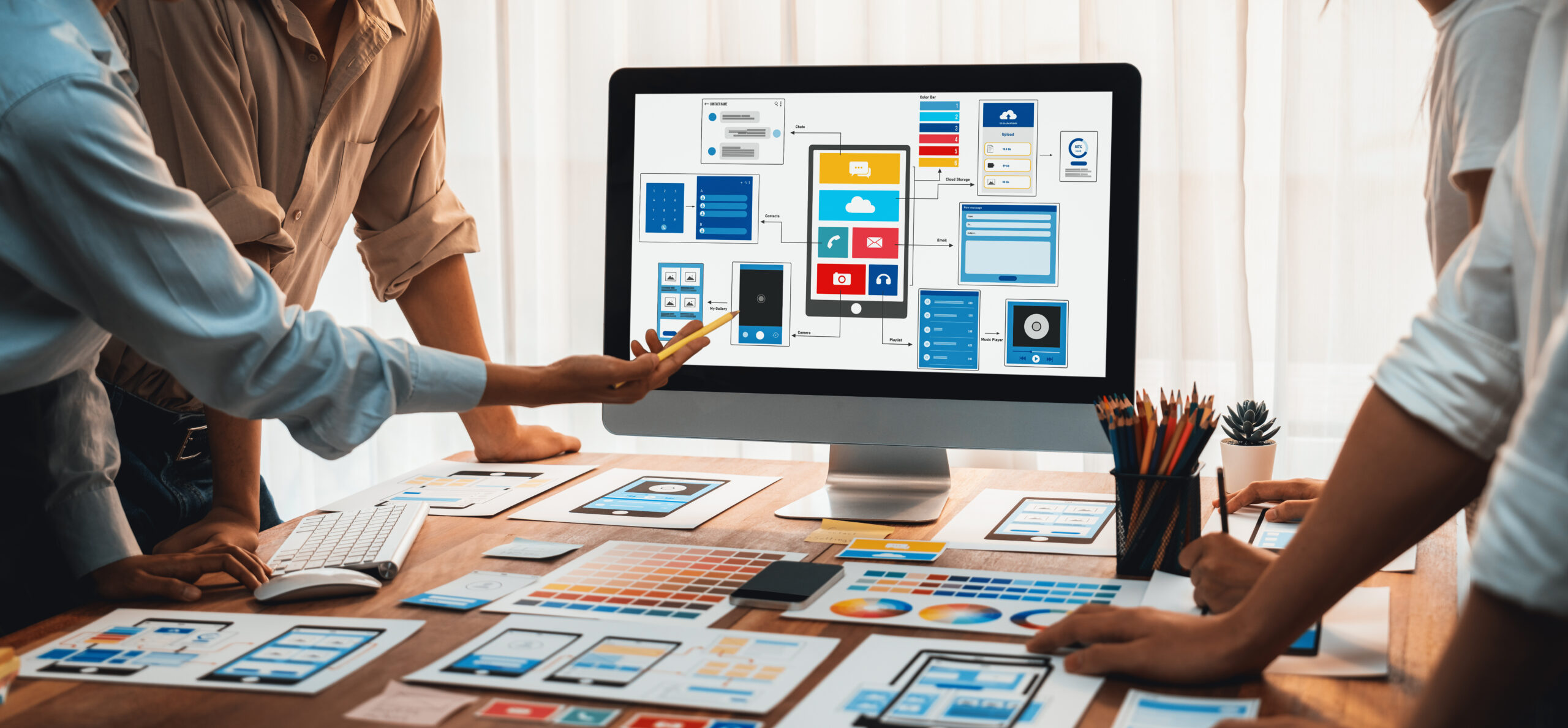 Creative front-end developer brainstorming UI design